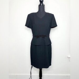 Donna Morgan Petites Black Professional Sheath Dress with Black Beading